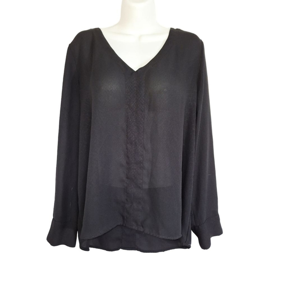a.n.a Tops - a.n.a womens Black Long Sleeve Blouse XL Witchy corporate goth semi sheer